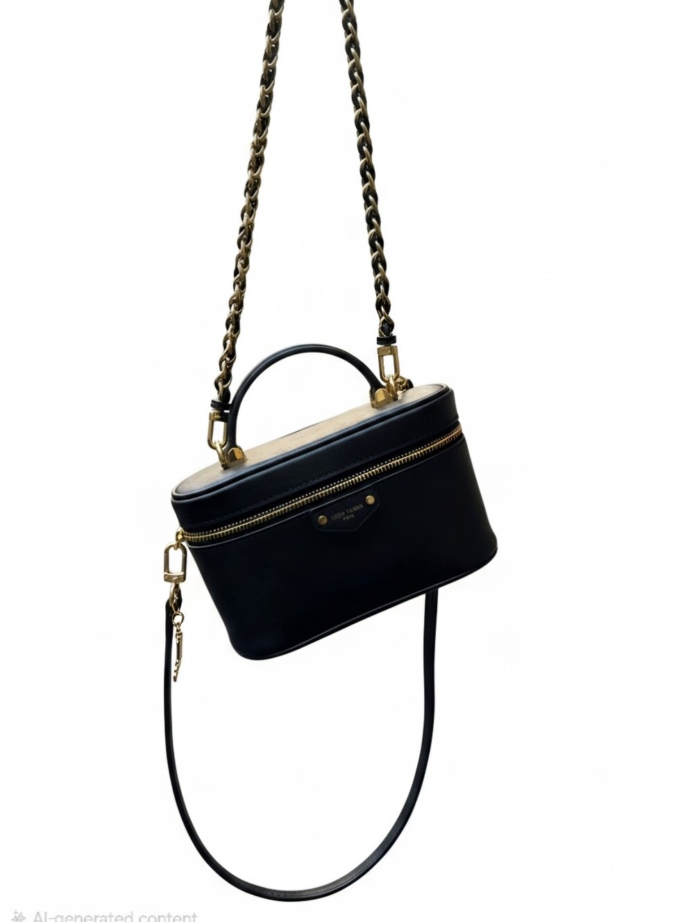 Black Leather Crossbody Bag with handle   and Shoulder Strap